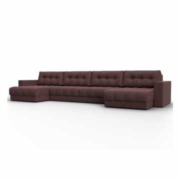 Диван П-образный с декором Лига-049 НПБ Лонг, JOLY 09 бордовый, Замша