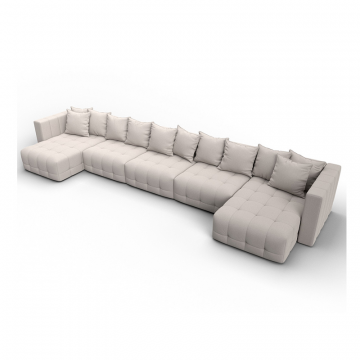 Диван П-образный Лига-052 НПБ МегаЛонг, JOLY 05 бежевый, Замша