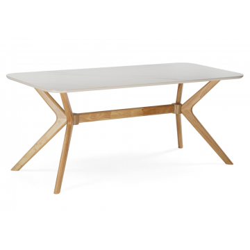 Стол Unika 180x80 белый спеченный камень / светлое дерево