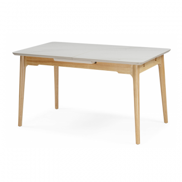 Стол Halmar 140(180)x80 белый спеченный камень / светлое дерево