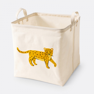 Корзина кубическая с рисунком леопард Junglito  единый размер бежевый