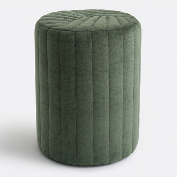 Круглый пуф в обивке из фактурной ткани с прострочкой Jimi  единый размер зеленый