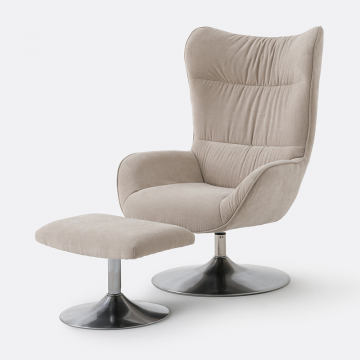 Кресло вращающееся и подставка для ног Oriana  единый размер бежевый