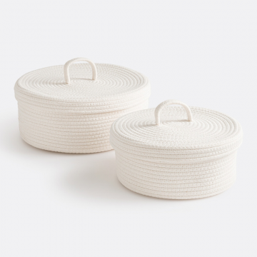 Комплект из двух корзин из хлопка с крышкой Kesia  единый размер белый