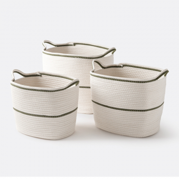 Комплект из трех корзин прямоугольных из хлопка Kesia  единый размер бежевый