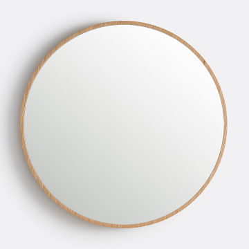 Круглое зеркало 60 см шпонированное дубом Iodus  единый размер бежевый
