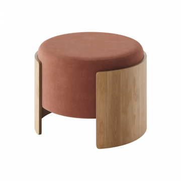 Пуф Lagom D 62 см (сиена FiberGuard, натуральный дуб)