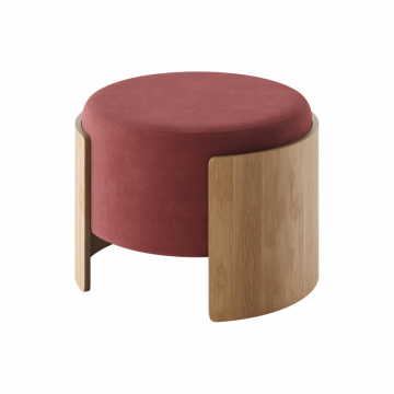 Пуф Lagom D 62 см (бордовый FiberGuard, натуральный дуб)