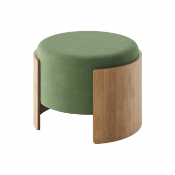 Пуф Lagom D 62 см (зеленый FiberGuard, натуральный дуб)