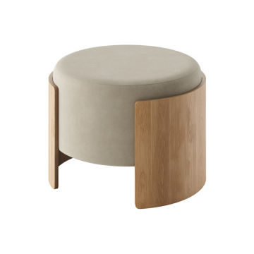 Пуф Lagom D 62 см (светло-бежевый FiberGuard, натуральный дуб)