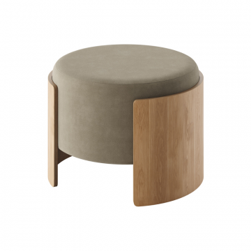 Пуф Lagom D 62 см (серо-зеленый FiberGuard, натуральный дуб)