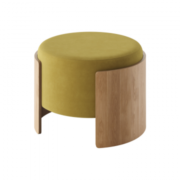 Пуф Lagom D 62 см (янтарный FiberGuard, натуральный дуб)