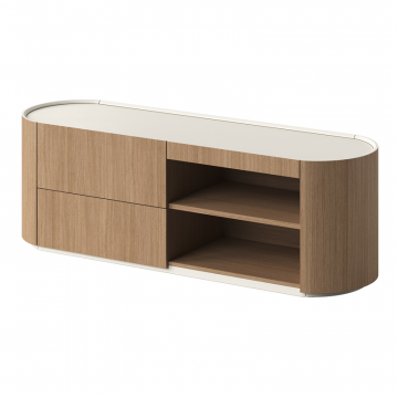 Тумба Lagom под ТВ 2 ящика 2 полки ширина 140 см (натуральный дуб, молочный)