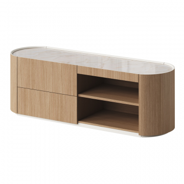 Тумба Lagom под ТВ 2 ящика 2 полки ширина 140 см (натуральный дуб, камень LC)