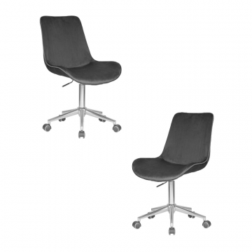 Набор 2 шт Кресло офисное DOBRIN DORA, серый велюр (1922-19), хромированная сталь