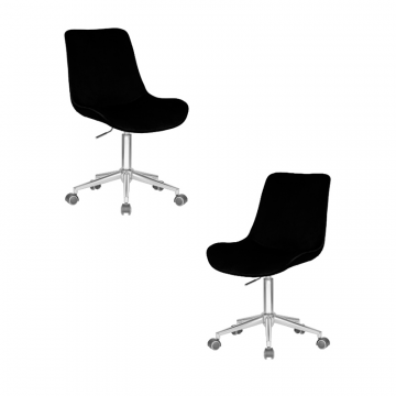 Набор 2 шт Кресло офисное DOBRIN DORA, чёрный велюр (1922-21), хромированная сталь
