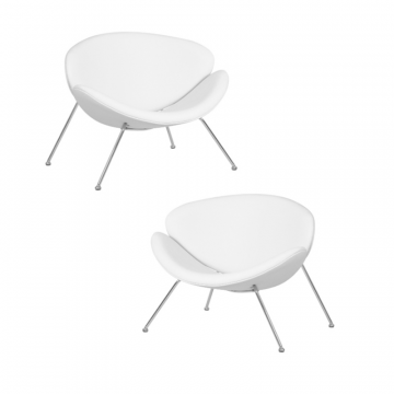 Набор 2 шт Кресло дизайнерское DOBRIN EMILY, белый винил YP17, хромированная сталь