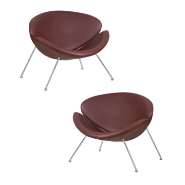 Набор 2 шт Кресло дизайнерское DOBRIN EMILY, коричневый винил YP5, хромированная сталь