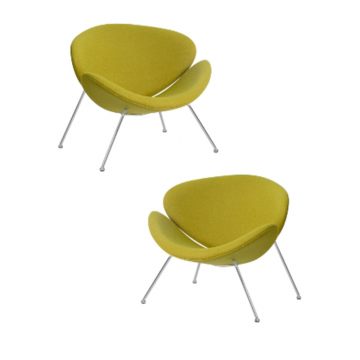 Набор 2 шт Кресло дизайнерское DOBRIN EMILY, светло-зеленая ткань AF3, хромированная сталь