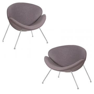 Набор 2 шт Кресло дизайнерское DOBRIN EMILY, серая ткань AF7, хромированная сталь