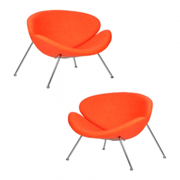 Набор 2 шт Кресло дизайнерское DOBRIN EMILY, оранжевая ткань AF, хромированная сталь