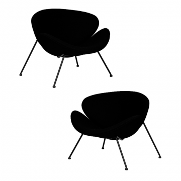 Набор 2 шт Кресло дизайнерское DOBRIN EMILY, черный ткань AF9, черное основание