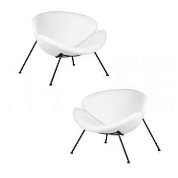 Набор 2 шт Кресло дизайнерское DOBRIN EMILY, белый винил YP17, черное основание