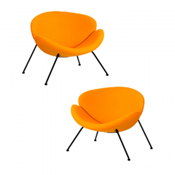 Набор 2 шт Кресло дизайнерское DOBRIN EMILY, желтая ткань AF13, черное основание