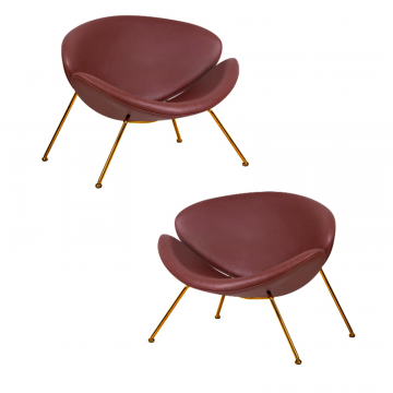 Набор 2 шт Кресло дизайнерское DOBRIN EMILY, коричневый винил YP5, золотое основание