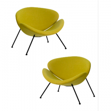 Набор 2 шт Кресло дизайнерское DOBRIN EMILY, светло-зеленая ткань AF3, черное основание