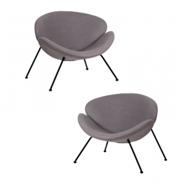 Набор 2 шт Кресло дизайнерское DOBRIN EMILY, серая ткань AF7, черное основание