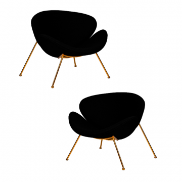 Набор 2 шт Кресло дизайнерское DOBRIN EMILY, черный ткань AF9, золотое основание