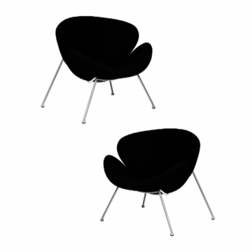 Набор 2 шт Кресло дизайнерское DOBRIN EMILY, черный ткань AF9, хромированная сталь