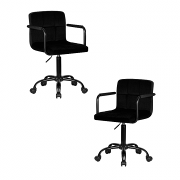 Набор 2 шт Офисное кресло для персонала DOBRIN TERRY BLACK, черный велюр (MJ9-101)