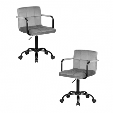 Набор 2 шт Офисное кресло для персонала DOBRIN TERRY BLACK, серый велюр (MJ9-75)