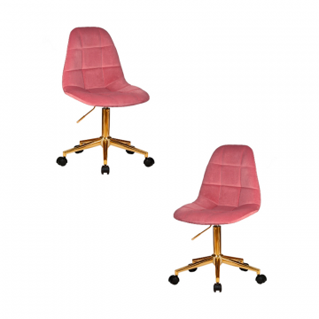 Набор 2 шт Офисное кресло для персонала DOBRIN MONTY GOLD, розовый велюр (MJ9-32)
