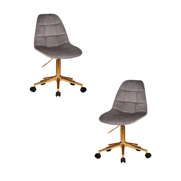 Набор 2 шт Офисное кресло для персонала DOBRIN MONTY GOLD, серый велюр (MJ9-75)
