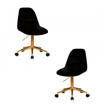Набор 2 шт Офисное кресло для персонала DOBRIN MONTY GOLD, чёрный велюр (MJ9-101)