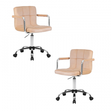 Набор 2 шт Офисное кресло для персонала DOBRIN TERRY, бежевый велюр (MJ9-10)