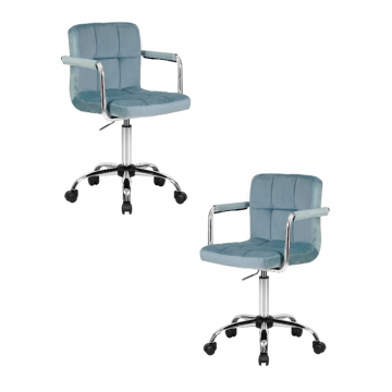 Набор 2 шт Офисное кресло для персонала DOBRIN TERRY, пудрово-голубой велюр (MJ9-74)
