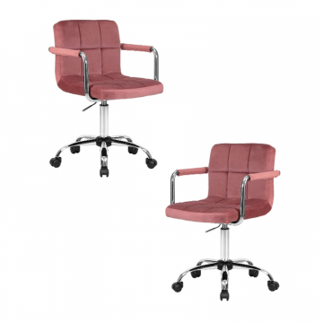 Набор 2 шт Офисное кресло для персонала DOBRIN TERRY, пудрово-розовый велюр (MJ9-32)