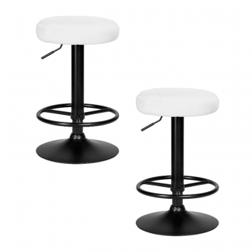 Набор 2 шт Табурет барный DOBRIN TEDDY BLACK, белый букле (13)