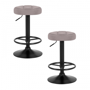 Набор 2 шт Табурет барный DOBRIN BRUNO BLACK, серый велюр (MJ9-75)
