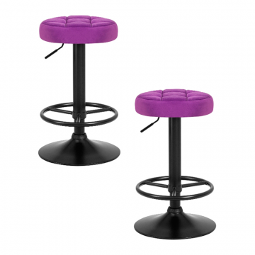 Набор 2 шт Табурет барный DOBRIN BRUNO BLACK, фиолет велюр (MJ9-58)