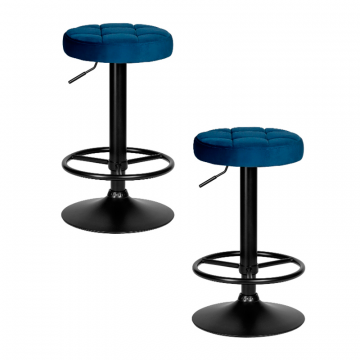 Набор 2 шт Табурет барный DOBRIN BRUNO BLACK, синий велюр (MJ9-117)
