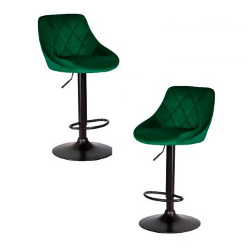Набор 2 шт Стул барный DOBRIN LOGAN BLACK, зеленый велюр (MJ9-88)