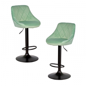Набор 2 шт Стул барный DOBRIN LOGAN BLACK, мятный велюр (MJ9-87)