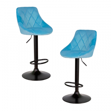 Набор 2 шт Стул барный DOBRIN LOGAN BLACK, пудрово-голубой велюр (MJ9-74)