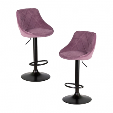 Набор 2 шт Стул барный DOBRIN LOGAN BLACK, пудрово-сиреневый велюр (MJ9-52)