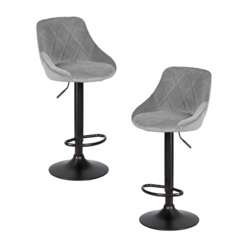 Набор 2 шт Стул барный DOBRIN LOGAN BLACK, серый велюр (MJ9-75)